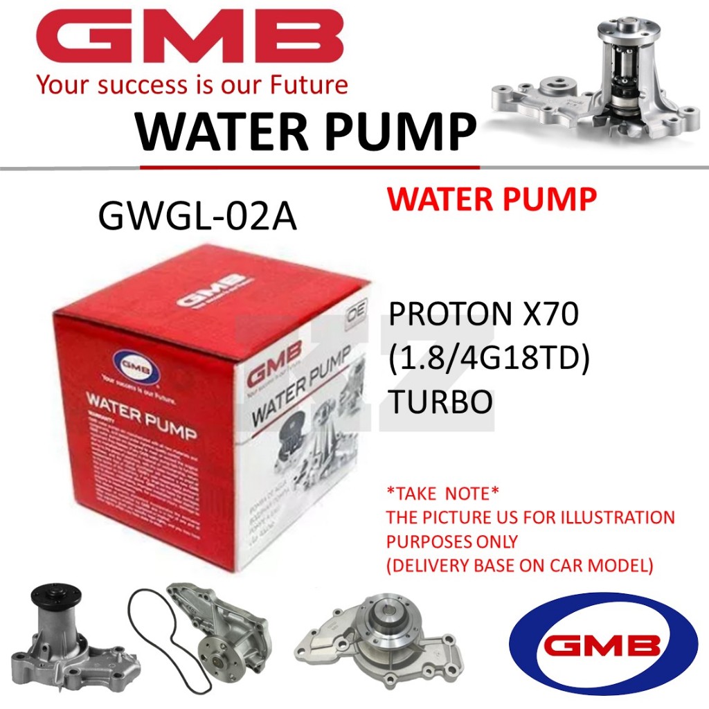 GMB BRAND WATER PUMP - GWGL-02A PROTON X70 (1.8/4G18TD) TURBO