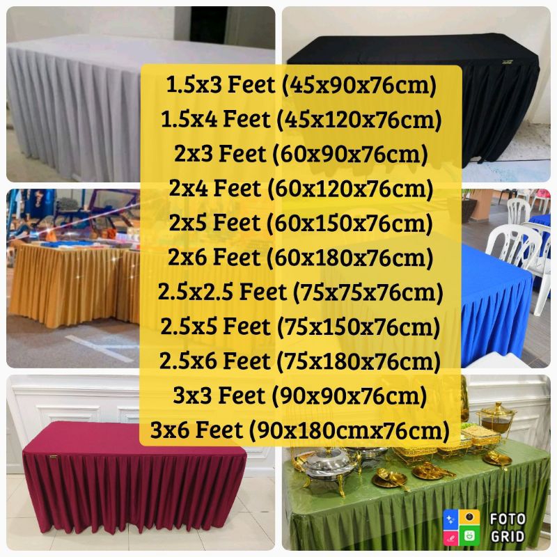 Skirting Meja Banquet saiz
