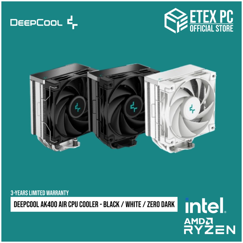 คูลเลอร์ CPU Air DeepCool AK400 - สีดํา / สีขาว / Zero Dark