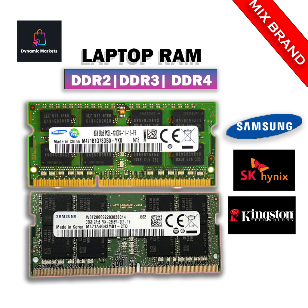 MIX BRAND & USED RAM Notebook / Laptopm Ram DDR4 16GB / 8GB / 4GB 2133Mhz 2400Mhz 2666Mhz 3200Mhz