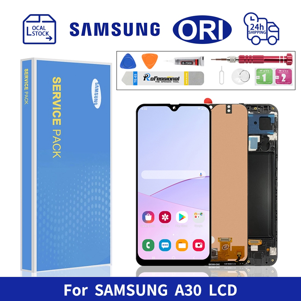 TFT LCD สําหรับ SAMSUNG A30/A305/A50/A50S LCD กระจกหน้าจอสัมผัสการแก้ไขด้วยกรอบ