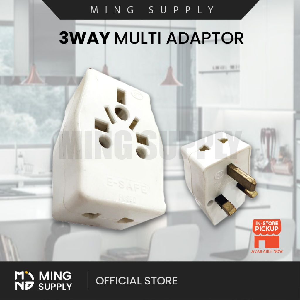 MS_ 3 Way Universal Adapter 13A 3 Pin UK Plug Multi Adaptor Neon Light Socket Charger Travel Home Li