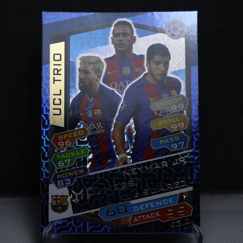 2017 Messi Neymar Suarez Match Attax Barcelona Trio Kad Bola Football