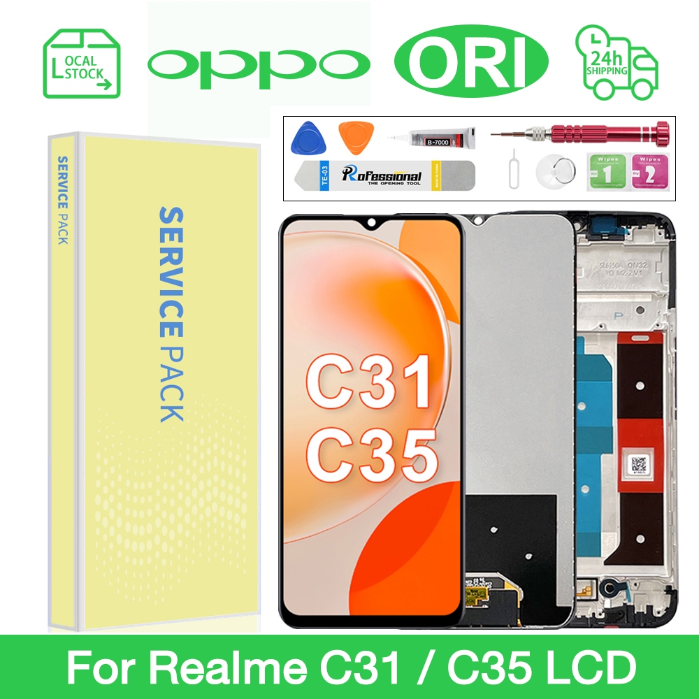 LCD พร้อมกรอบสําหรับ REALME C35 / REALME NARZO 50A PRIME อุปกรณ์ยึดหน้าจอสัมผัส LCD