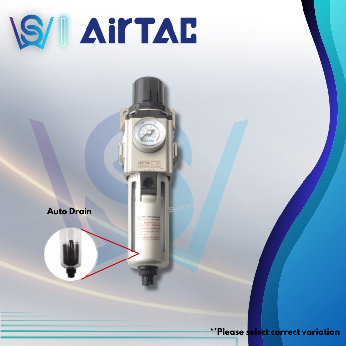 AIRTAC Air Regulator Pressure Control 1/4 (GAFR20008S), 1/2 (GAFR40015AS) หน่วยเตรียมกรองนิวเมติกท่อ