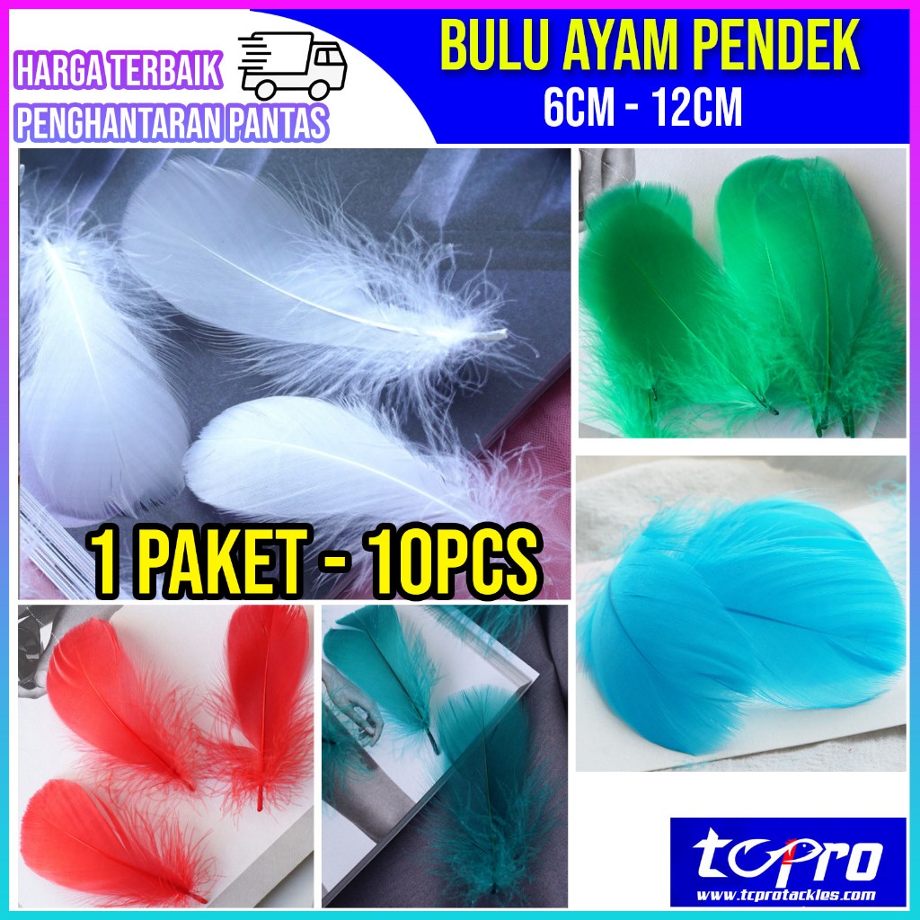 [10 ชิ้น] Bulu Ayam Pendek Assist Hook Micro Jigging ตกปลาขนไก่ 6-12 ซม.