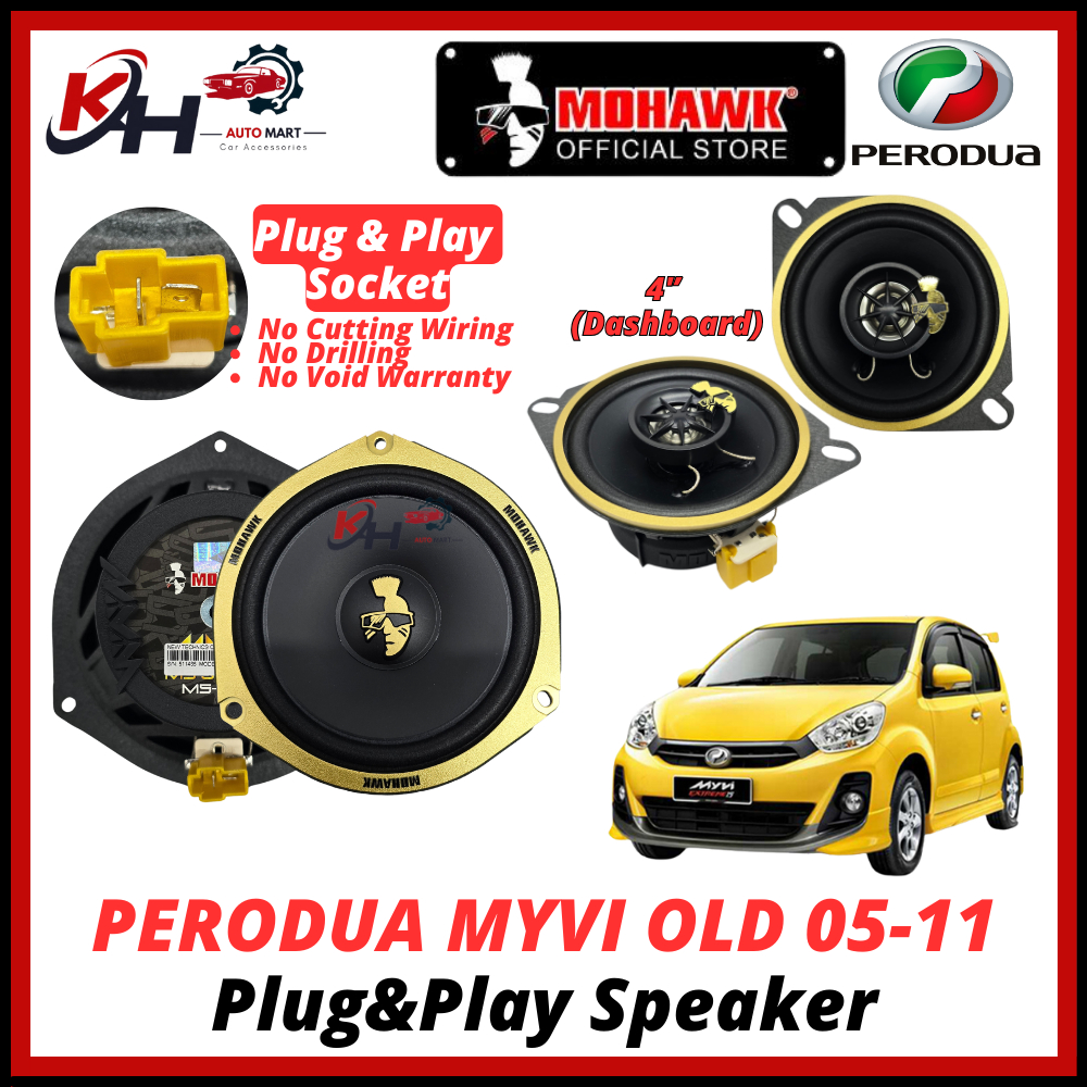 PERODUA MYVI SE 4 6 MOHAWK OEM M5 GOLD ลําโพงรถยนต์ 4 นิ้ว 2-Way Coaxial DASHBOARD MID BASS ลําโพง P
