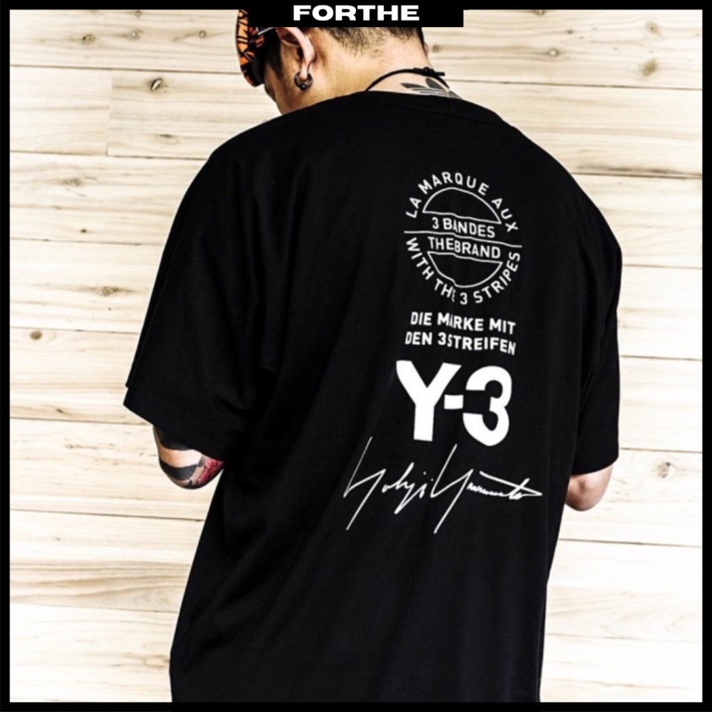 Y-3 ADIDAS เสื้อยืดขนาดใหญ่ 280G เสื้อยืดผ้าฝ้ายหนัก ADIDAS Y-3 Yohji Yamamoto Adidas เสื้อยืดบุรุษเ