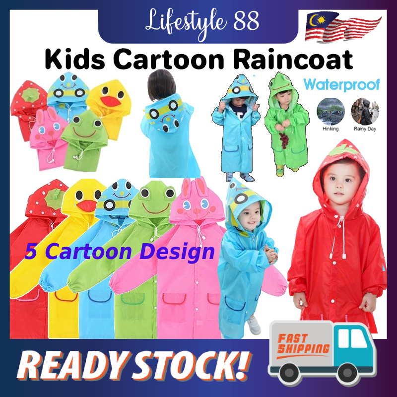 3-8 เสื้อกันฝนลายการ์ตูนสําหรับเด็กสําหรับรถจักรยานยนต์น่ารักการ์ตูนชุดกันฝน Hujan เสื้อแจ็คเก็ต Baj