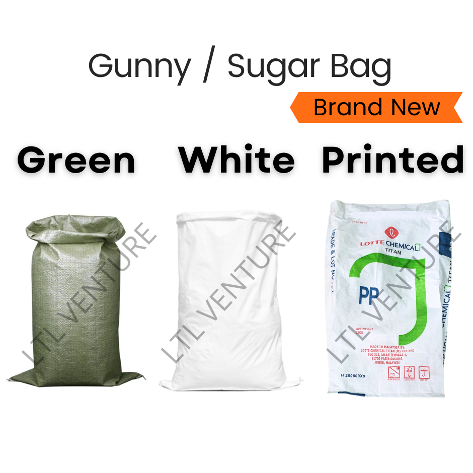 ใหม่ PP ทอ/กระเป๋าน้ําตาล/สีเขียว/สีขาว/ธรรมดาขนาดใหญ่ Courier Bag/Karung Guni/Gunny Bag/Sack Bag/Gu