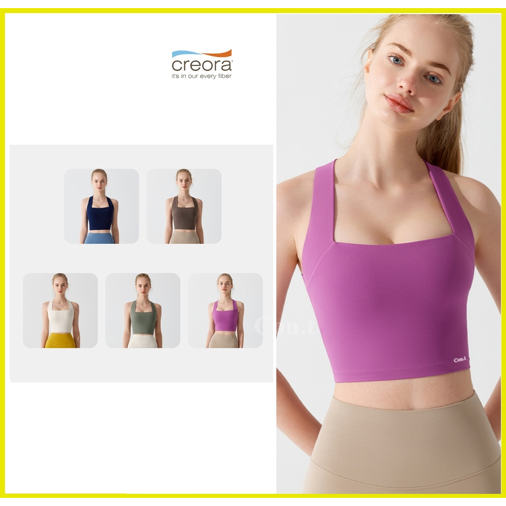 Con.t YBRA1036 Square Neckline Design Cross Racer Back Pilates, Yoga Fitness Sports Bra * มี 5 สี *