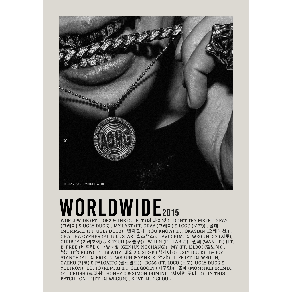 อัลบั้มปกโปสเตอร์ WORLDWIDE โดย Jay Park สําหรับห้อง/ผนัง