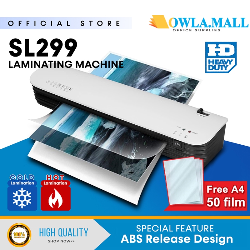 SL299 เครื่องเคลือบบัตรร้อนและเย็นสํานักงาน A4 เครื่องลามิเนต A4 เอกสารภาพถ่าย Mesin เคลือบลามิเนต Q