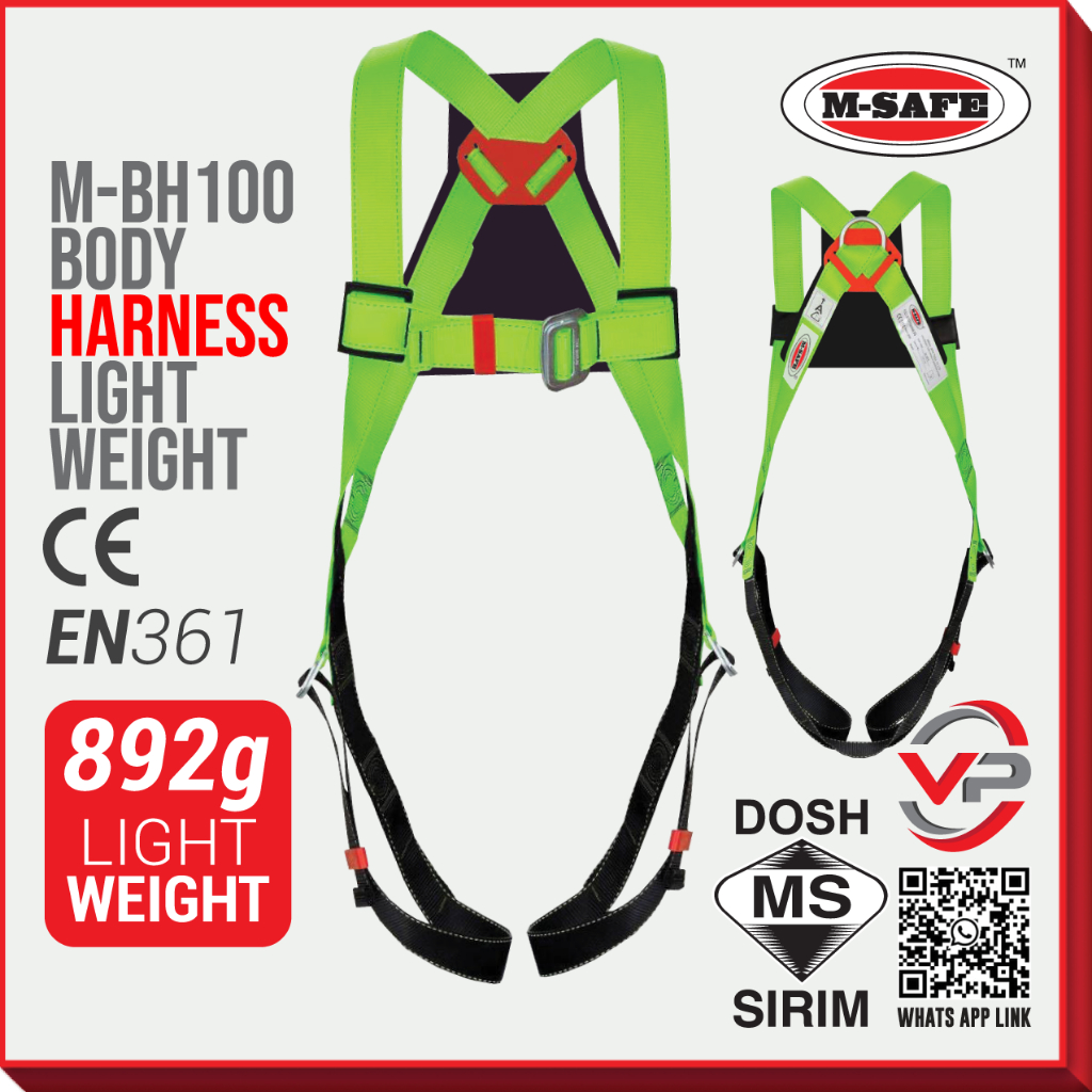M-SAFE SIRIM BODY HARNESS SAFETY BODY EN361 M-BH100 RINGAN LIGHT WEIGHT HARNESS SIRIM SWELOCK SAMSUN