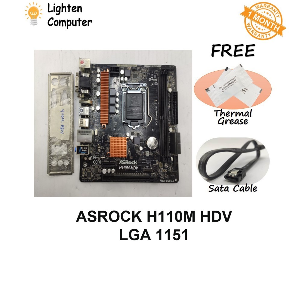 USED ASROCK H110M HDV เมนบอร์ด H110 LGA 1151 6th 7th Gen Intel Micro ATX