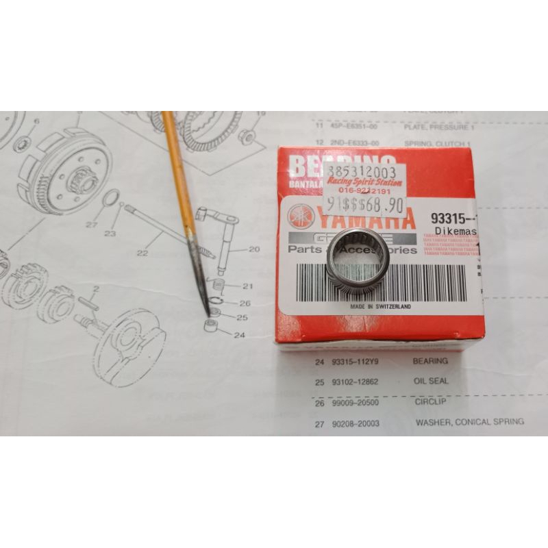 Yamaha Y15ZR/ Fz150/ Y16ZR Clucth Lever Bearing 93315-112Y9