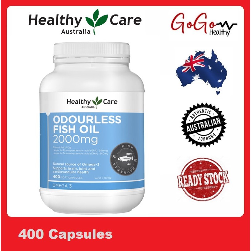 Healthy Care Odorless Fish Oil 2000mg - 400 แคปซูล (EXP APR 2026)