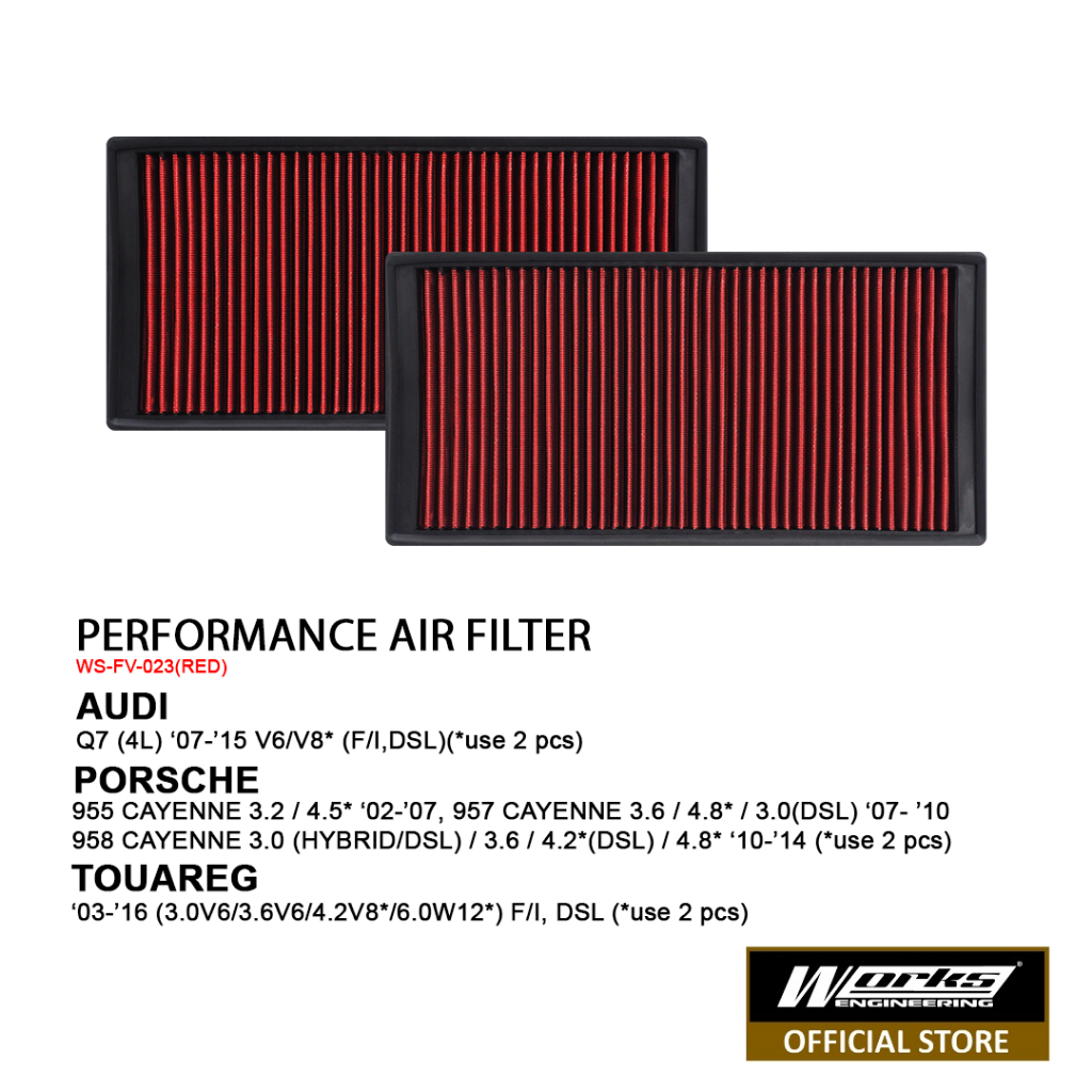(2PCS) AUDI Q7 (4L) 07-15 V6/V8* (F/I,DSL) -WORKS AIR FILTER