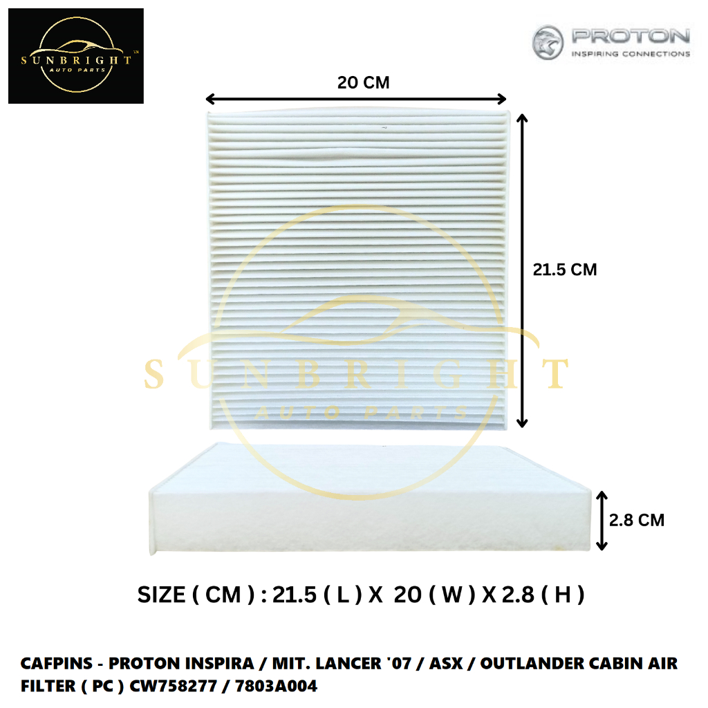 โปรตัน อินพิร่า / มิท. LANCER 07 / ASX / OUTLANDER CABIN AIR FILTER ( PC ) CW758277 / 7803A004