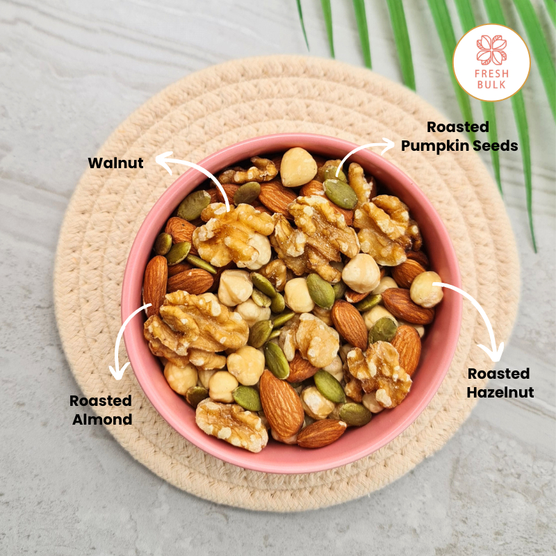 เฟรช Bulk Protein Booster Trail Mix 150g | คุณภาพระดับพรีเมียม | ไม่มีสารกันบูด | ไม่ใช่จีเอ็มโอ