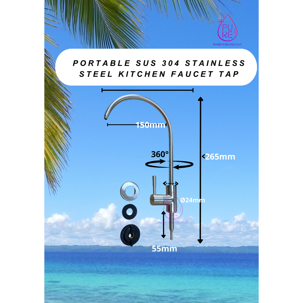 6 MM SUS 304 KITCHEN SINK FILTER FAUCET TAP/ DIRECT DRINKING FILTER TAP (สั้น)
