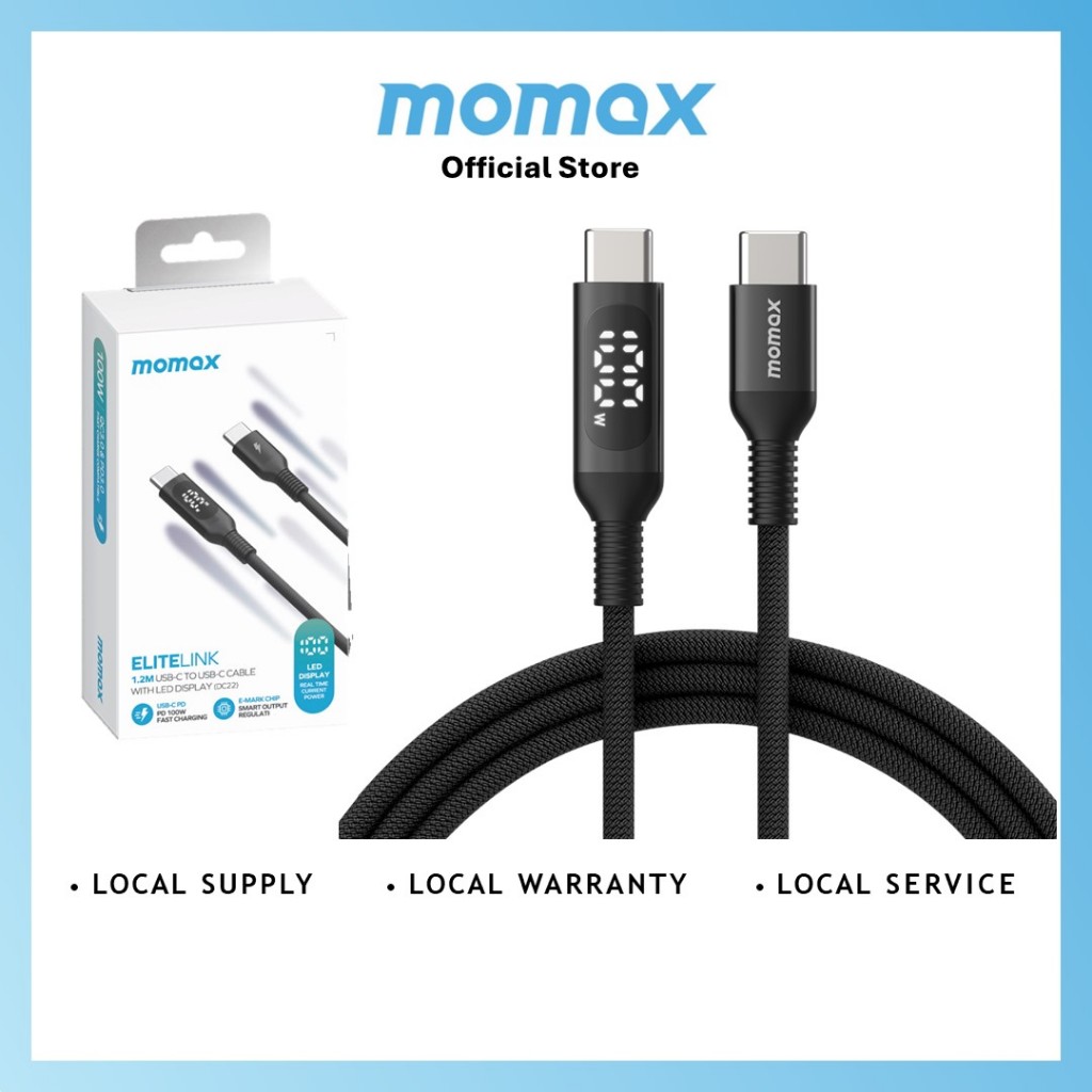 Momax Elitelink PD 100W สาย USB-C เป็น USB-C พร้อมจอแสดงผล LED