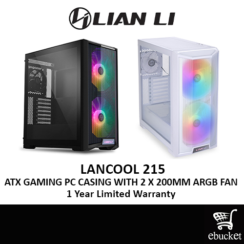 LIAN LI LANCOOL 215 GAMING ATX 2 X 200MM ARGB FAN CASE (สีดํา / SNOW)
