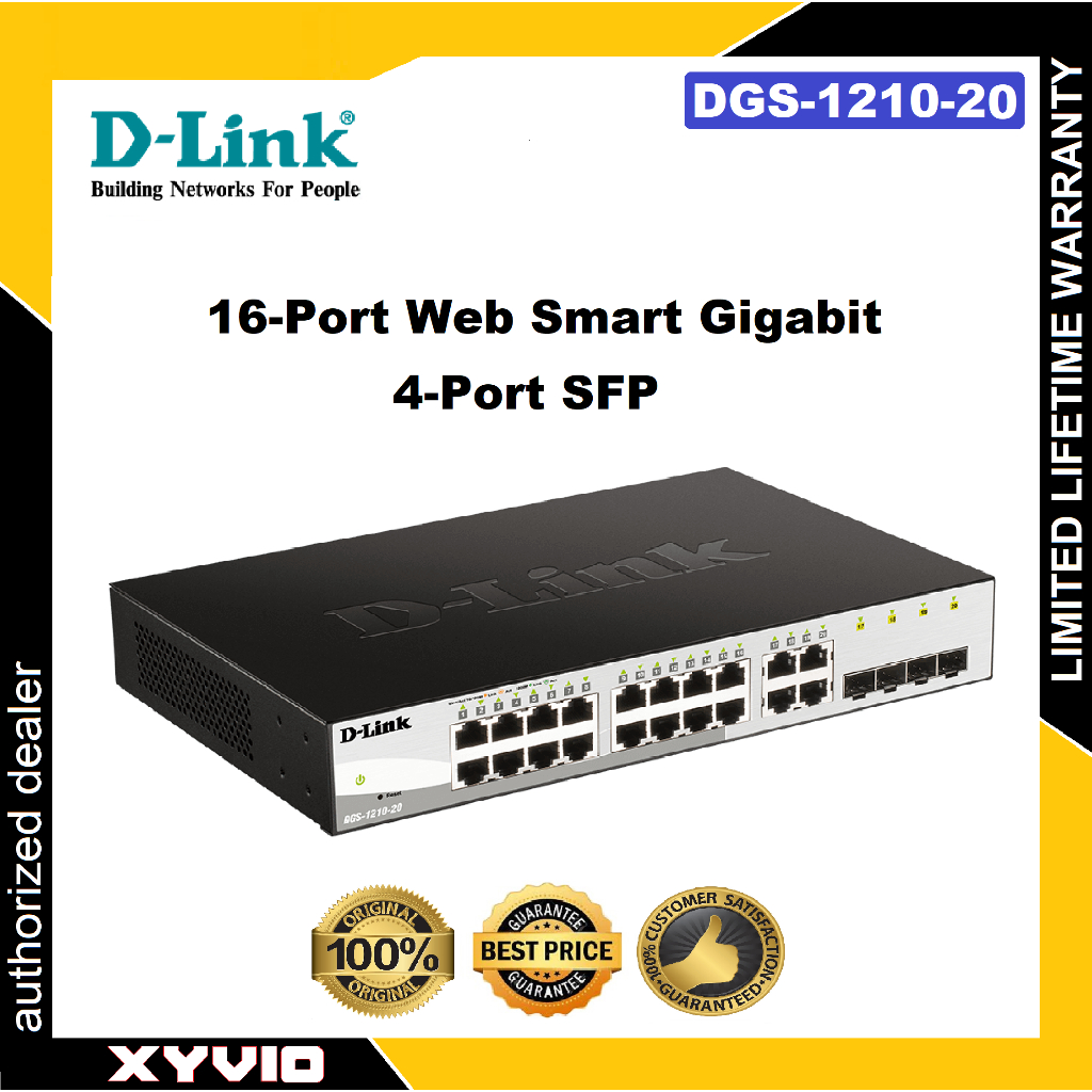 D-Link DGS-1210-20 16-Port Web Smart Gigabit Switch+พอร์ต SFP 4 พอร์ต