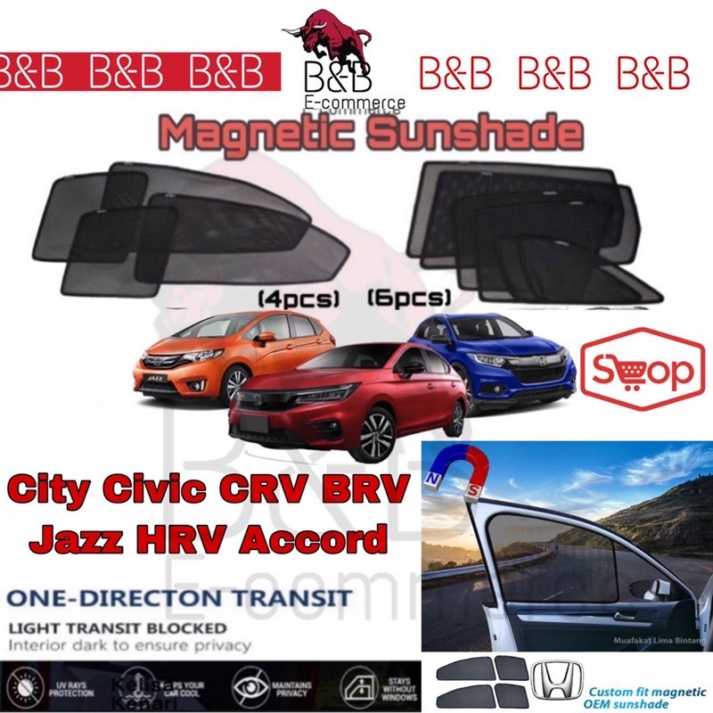 ม่านบังแดดแม่เหล็กเหมาะสําหรับ ACCORD WRV HRV BRV CRV CITY CIVIC HRV 2022 JAZZ STREAM CRZ Honda รถหน้าต่าง Sun Shade