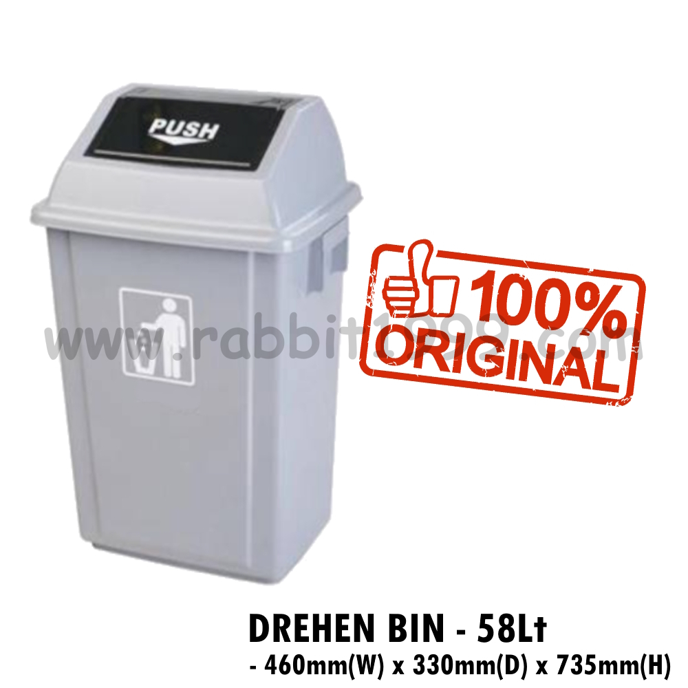 DREHEN BIN - 58Lt - Swing Top Garbage Bin With Swing Lid / Dustbin / Waste Paper Bin / Trash Bin / T