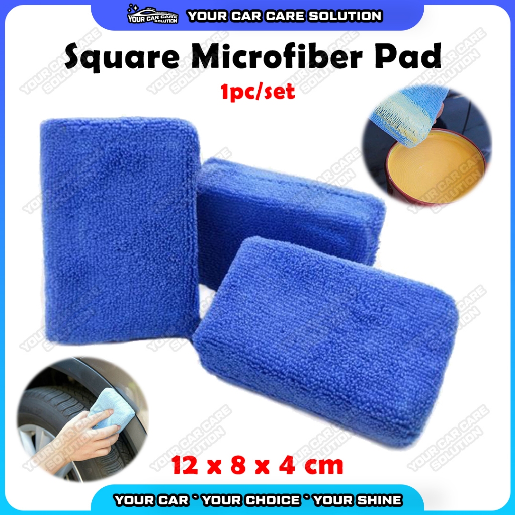 12 ซม.ไมโครไฟเบอร์ Pad ฟองน้ํา Microfiber Span Cuci Polish Wax Buffing Cube นุ่มล้างรถเคลือบฝุ่นผ้า 