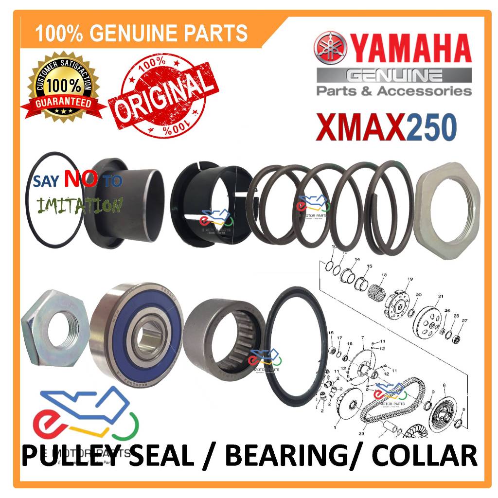 XMAX PULLEY ด้านหลัง PULLEY SEAL BEARING COLLAR PIN GUIDE XMAX250 SECONDARY SENAVE JOURNAL NUT YAMAH
