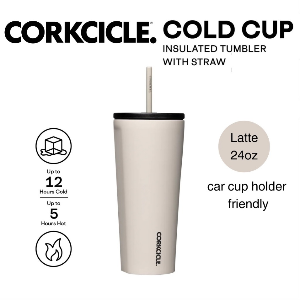 Corkcicle 710ml ถ้วยเย็นสแตนเลสแก้วความร้อนพร้อมฝาปิดฟางรถที่วางแก้วที่เป็นมิตรขวดน้ําแบบใช้ซ้ําได้