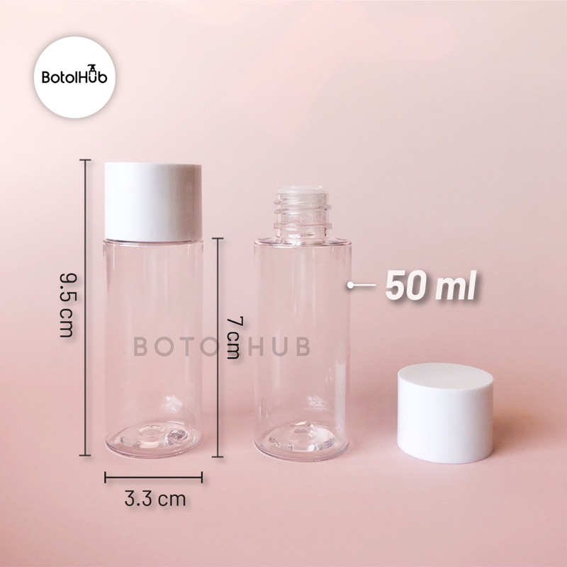ขวดโทนเนอร์ขนาด 30 มล. 50 มล. ใสหนาพร้อมฝาสกรูสีขาว & จุก พีบี84