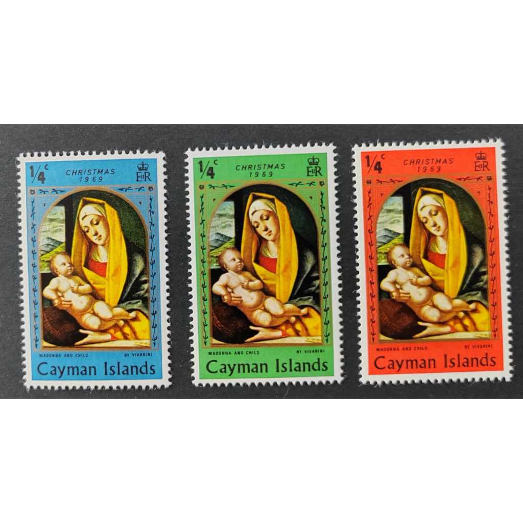 Cayman Islands , 1969 Christmas - ภาพวาด, MINT, LOOSE STAMP, THREE STAMP เท่านั้น!