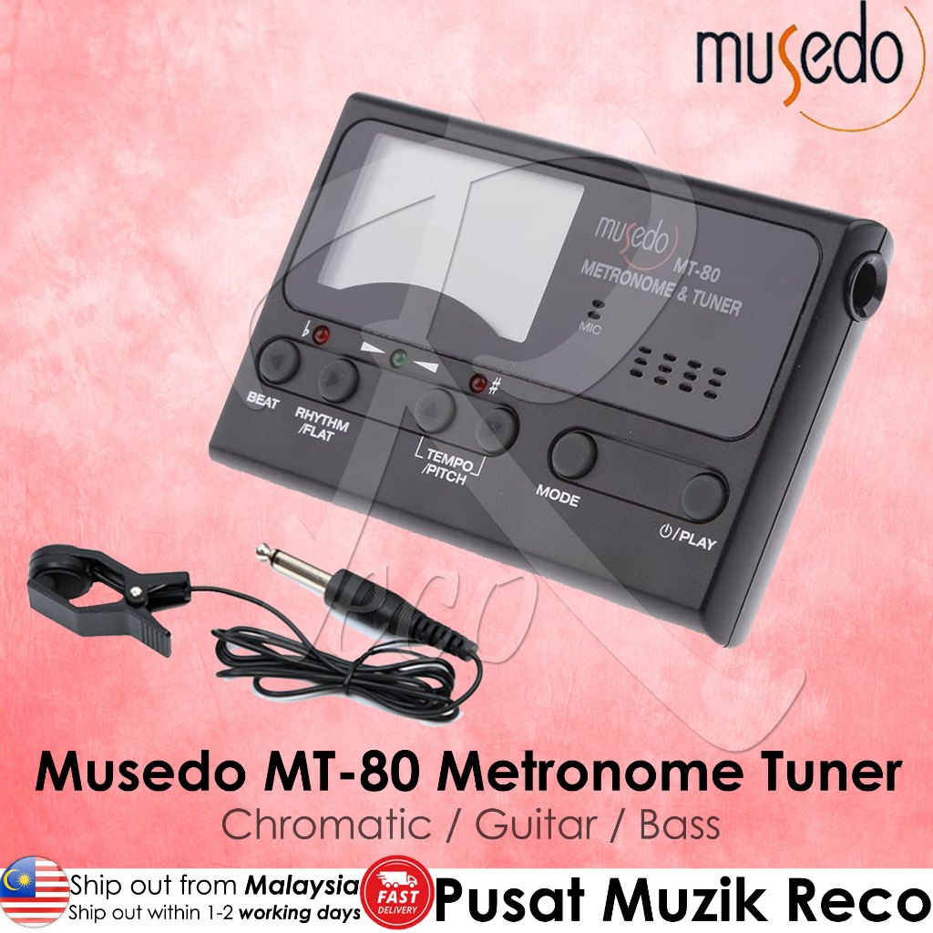 Musedo MT-80 3-in-1 Chromatic Guitar Bass Tuner, Metronome & Tone Generator Gitar Akustik Gitar Elek