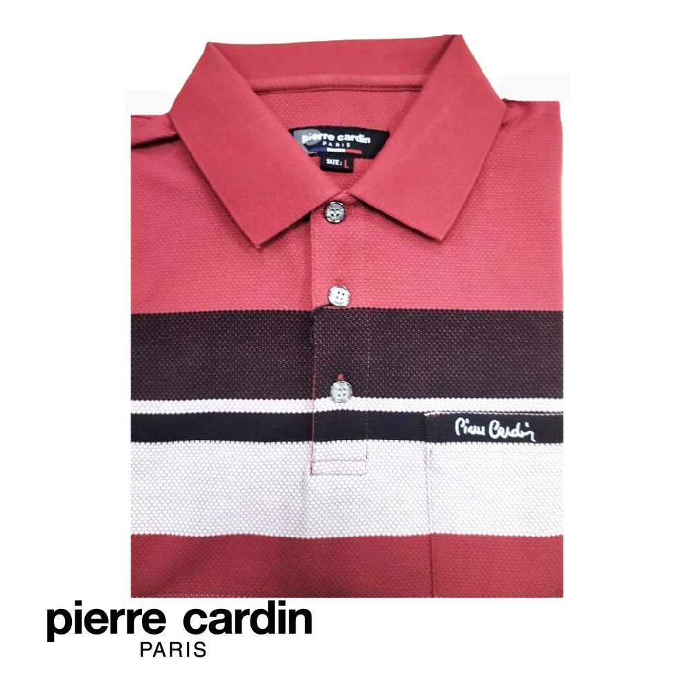 Pierre Cardin เสื้อยืดโปโล แขนสั้น ย้อมสี สีแดง สําหรับผู้ชาย - W3514F-11407