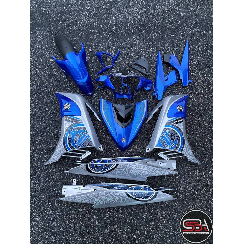 ฝาครอบ BODYSET YAMAHA LC LC135 V2 V6 V7 DR BIRU SILVER VPBC5 S3 BATIK BIRU STRIPE TANAM CODE 031 DOC