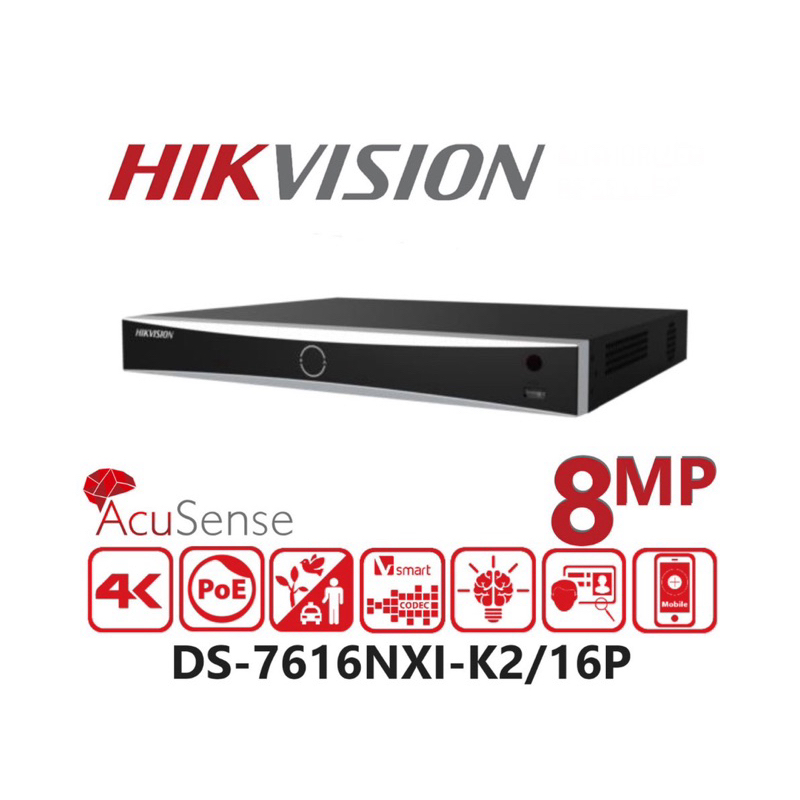 HIKVISION 16CH / 16 CHANNEL DS-7616NXI-K2/16P 4K NVR NETWORK RECORDER