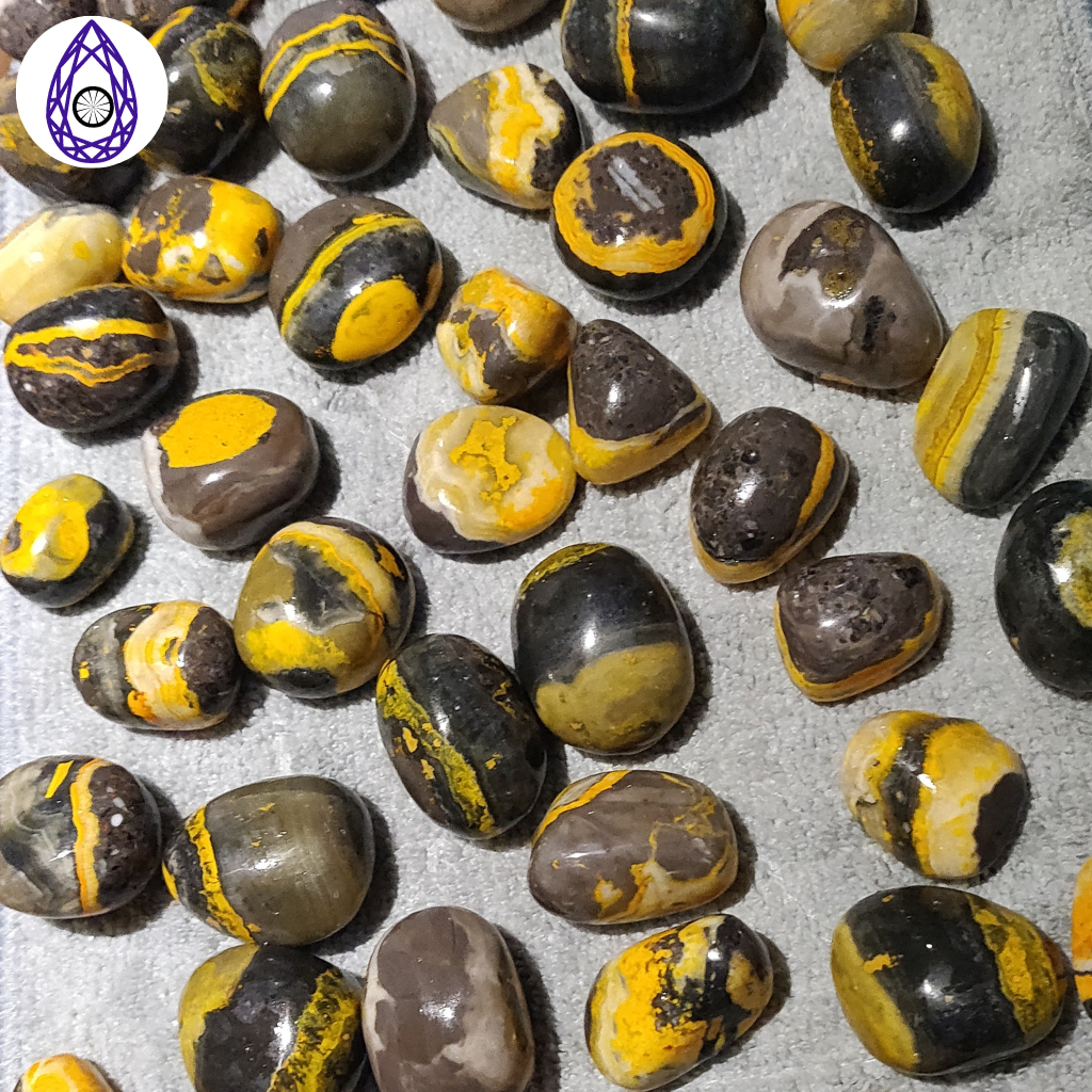 Tumbled BumbleBee Jasper Stones - เล็ก - ตรงจาก