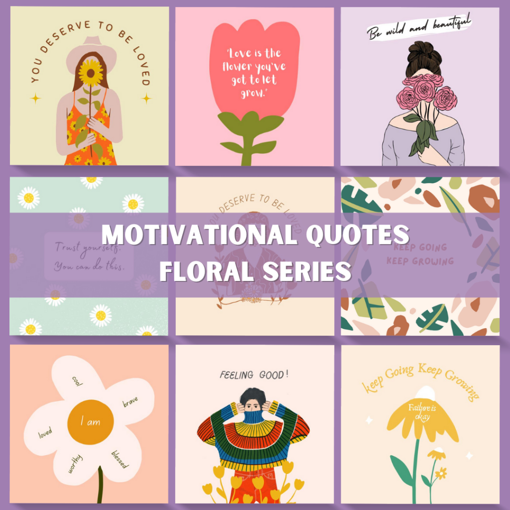 [MINIMUM 10 ชิ้น] QUOTES CARDS POSITIVE QUOTES - FLORAL