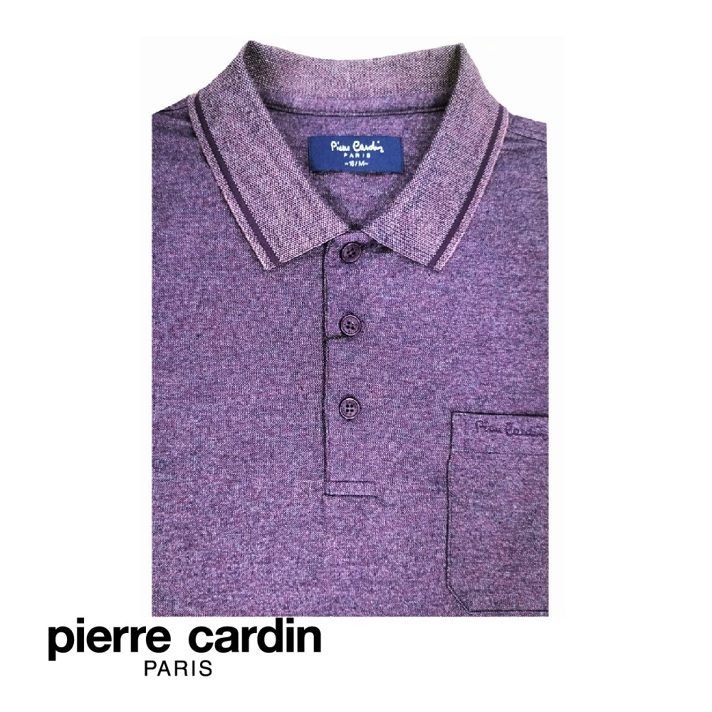 Pierre CARDIN เสื้อโปโลแขนสั้น CVC พร้อมกระเป๋า (พอดีตัว) สีม่วง (W3614B-11455)