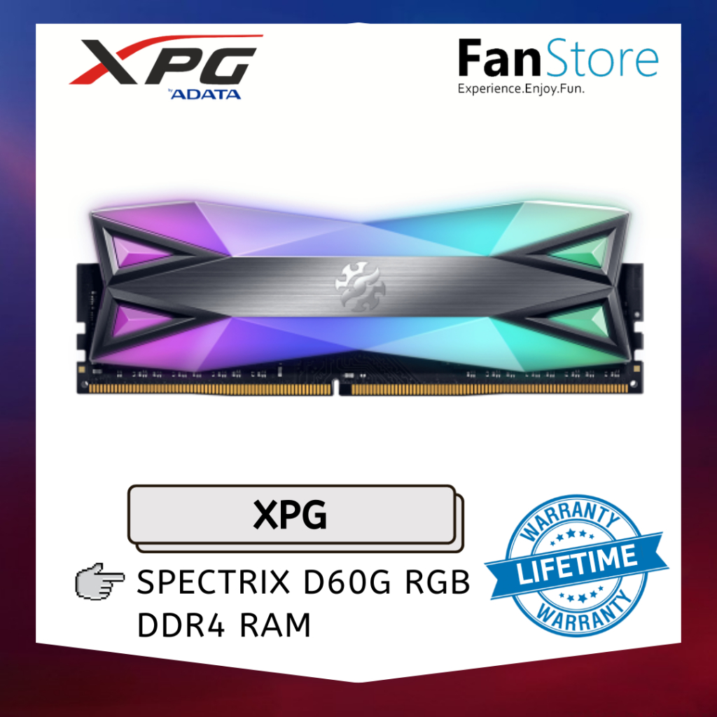 Fanstore แรม XPG SPECTRIX D60G RGB 3200MHZ 3600MHZ 8GBX2 DDR4