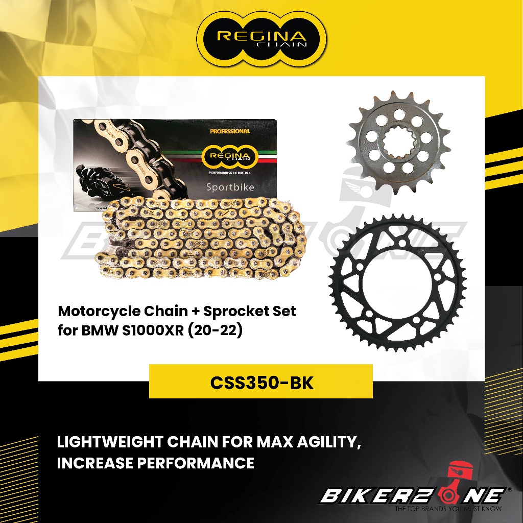 REGINA Chain 525ZRP-128 + S-TEEL Sprocket Set สําหรับ BMW S1000XR โดย Bikerzone Official Store