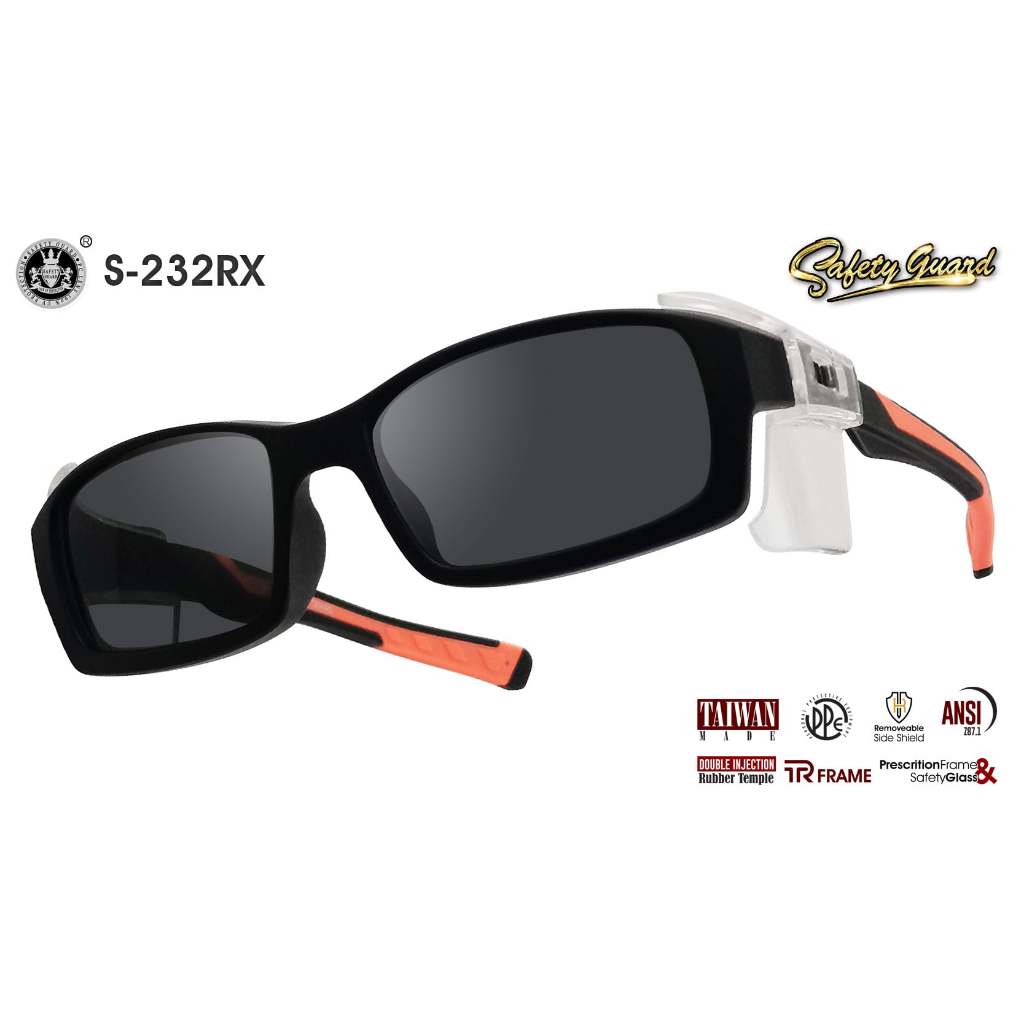 แว่นตานิรภัย Rxable Safety Guard S-232Rx TR Frame โพลีคาร์บอเนต ชิวหน้าป้องกันรังสียูวี