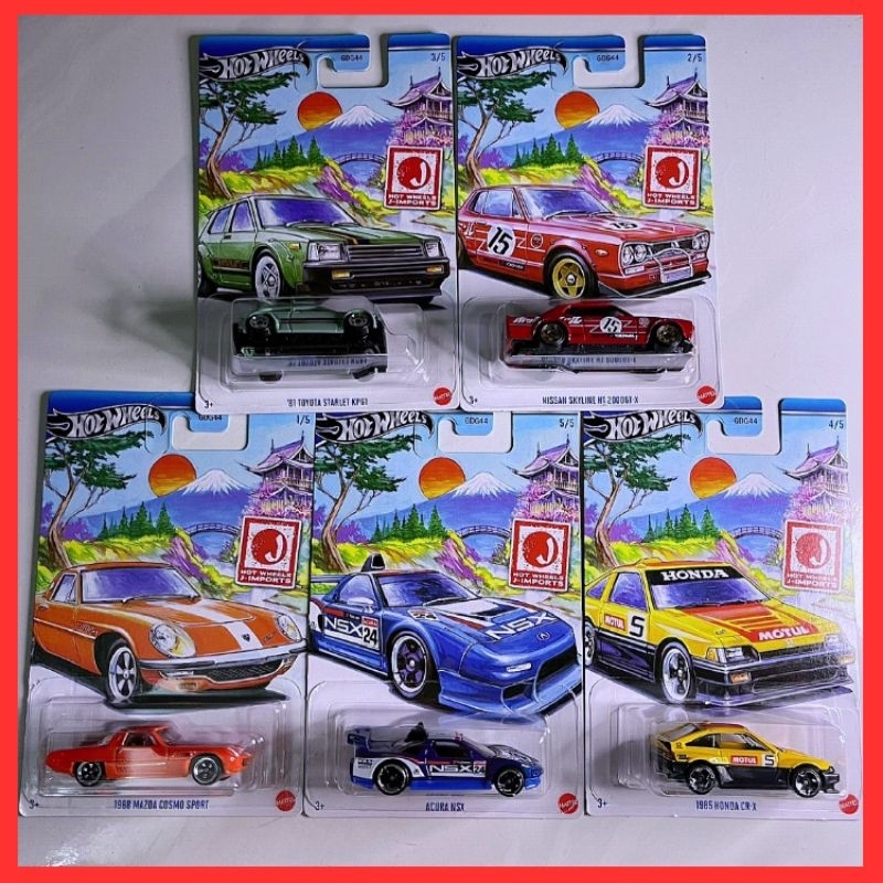 ล้อร้อน Nissan Skyline HT 2000GT-X J-นําเข้า 2024 Honda CRX Acura NSX Toyota Starlet Hotwheel 2024