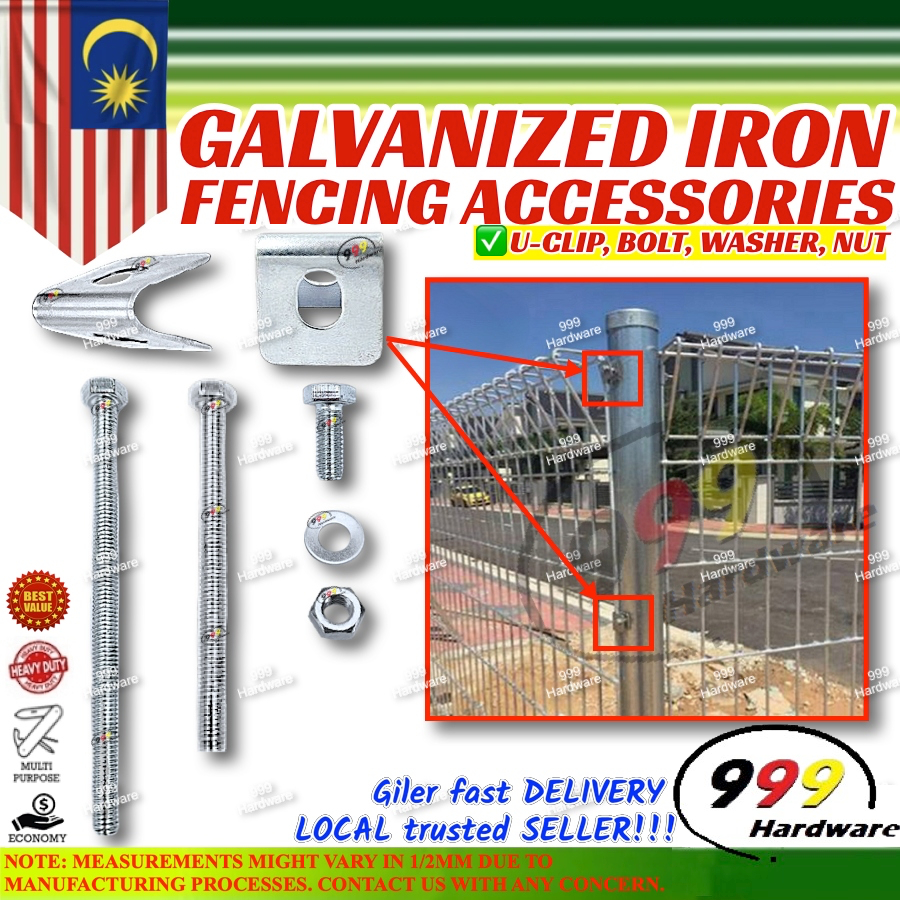 999 [10PC] U-CLIP GALVANISE(GI) GARDEN FENCE / CHROME BRC FENCE FENCING NET & CLIP SCREW / KLRU FENC