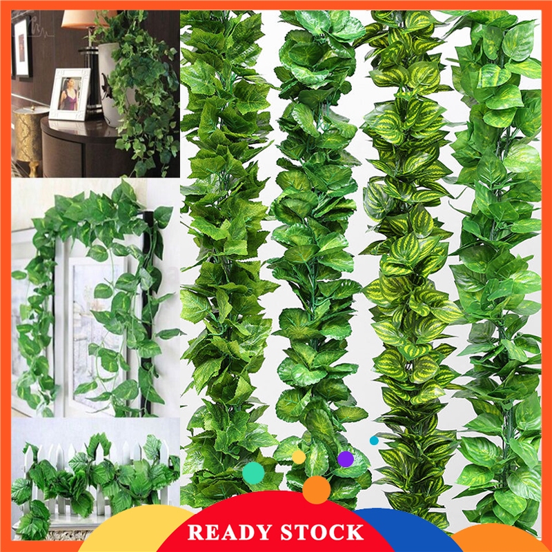 12 ชิ้นปลอม Vines ปลอม Ivy ใบประดิษฐ์ Ivy Garland Greenery Vines สําหรับตกแต่งห้องนอนความงามผ้าไหม I