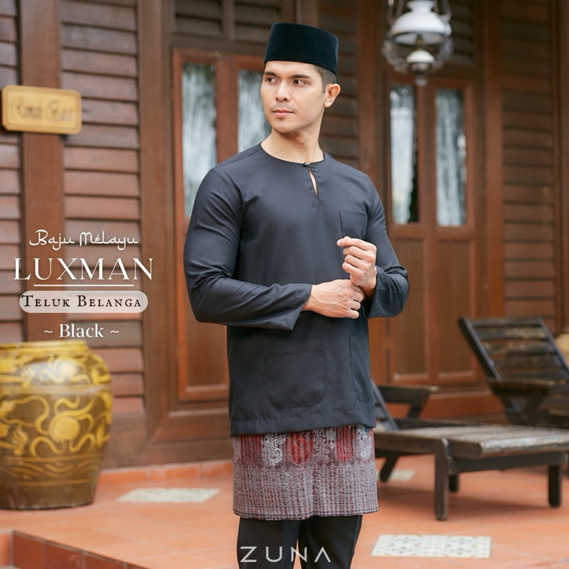 HITAM / BLACK LUXMAN series Baju Melayu (Teluk Belanga) ผ้าฝ้ายญี่ปุ่นพรีเมี่ยม