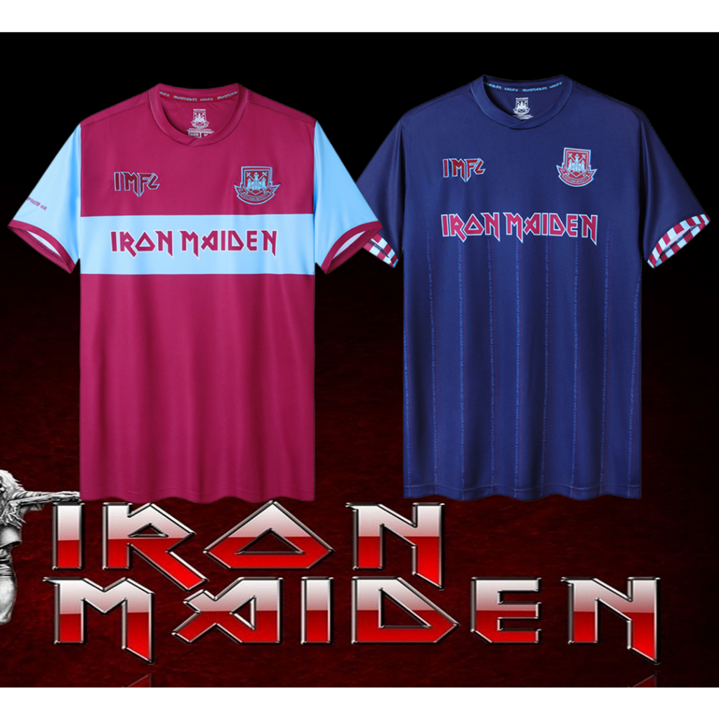 เสื้อกีฬาแขนสั้น ลายทีม West Ham X Iron Maiden สไตล์วินเทจ แฟชั่นเรโทร
